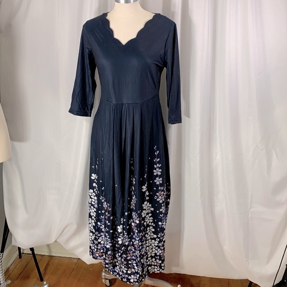 Soft Comfy Navy Floral Maxi Dress